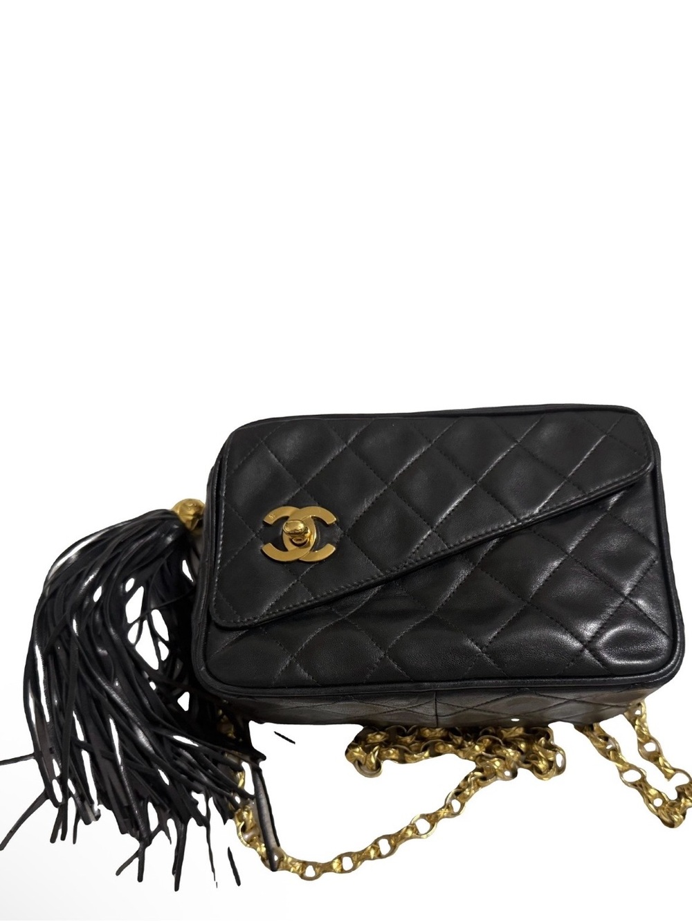 Chanel Black Quilted Leather Camera Bag  includes box shopping and dust bag